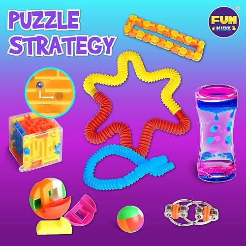 Fidget Pack Box for Boys Girls 4-12, FunKidz Fidget Toys for Kids 5-7 Autistic Sensory Mystery Birthday Gifts in Reusable Portable Treasure Box Nice Party Favors thumbnail 6