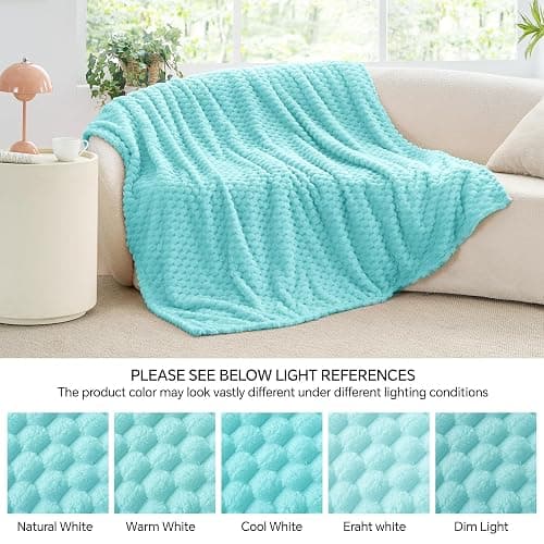 BEDELITE Aqua Throw Blanket for Couch, Soft Cozy Gifts for Women, 50 * 60 | 3D Jacquard Decorative Fleece Blanket, Super Soft Plush Throw, Cute Birthday Gift for Women & Men, Suitable for All Seasons thumbnail 7