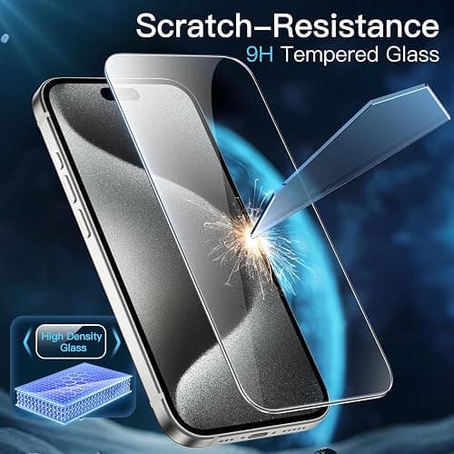 JETech Screen Protector for iPhone 15 Pro 6.1-Inch, Tempered Glass Film with Easy Installation Tool, Case-Friendly, HD Clear, 3-Pack thumbnail 6