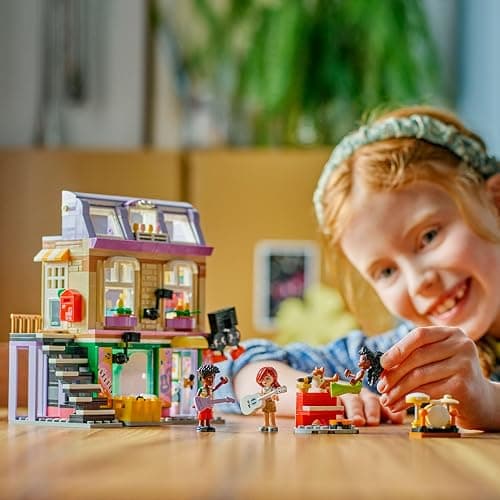 LEGO Friends Music Shop & Apartment Toy with 3 Mini Dolls, a Pet Corgi Animal Figure & Musical Instruments incl. a Piano, Drum Kit, Guitars & Accessories - Gift for 7+ Year Old Girls - 42653 thumbnail 2