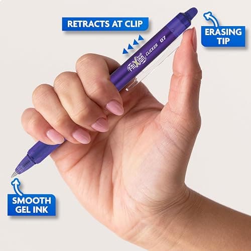 PILOT FriXion Clicker Gel Ink Pens 0.7mm, Assorted Colors, 15-Pack | Erasable, refillable & retractable color pens for notes and sketches, retract at tip, smooth writing fine point pen 0.7 mm thumbnail 4