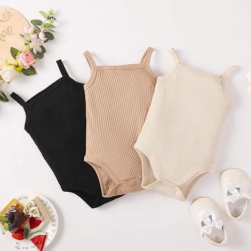 OPAWO Onsies for Baby Girls' Bodysuits 3 Pack Neutral Baby Clothes Spaghetti Strap & Long Sleeve Fall Baby Undershirt 0-2T thumbnail 6