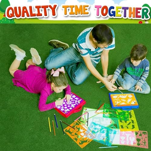 Drawing Stencils Set for Kids (55 Piece) - Arts and Crafts Set for Girls & Boys - Christmas & Birthday Gifts for Kids 4 5 6 7 8 9+ Year Old - Ideal Creativity Kit & Travel Activity with 300+ Shapes thumbnail 5