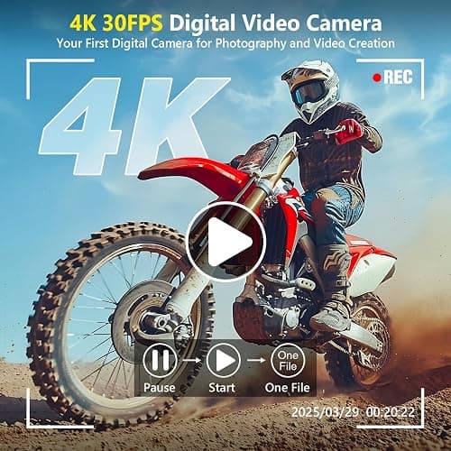 4K Digital Camera for Photography Autofocus, Upgraded 64MP WiFi Vlogging Camera for YouTube with 3" 180° Flip Screen, 16X Zoom, Compact Travel Cameras for Beginners with 32GB Card, 2 Batteries, Black - Black thumbnail 2
