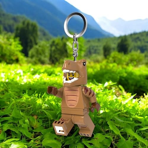 Lego Minifigures Large 3 Inch Tall Figure Keychain Light - T-Rex Costume Fan (KE237H) thumbnail 6