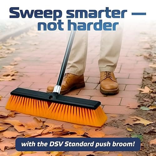 DSV Standard 18’’ Push Broom Outdoor Heavy Duty with 59.4’’ Long Handle, Industrial Broom with Stiff Bristles, Floor Broom for Cleaning Patio Garage Shop Deck Concrete Wood Stone Tile Floor thumbnail 8