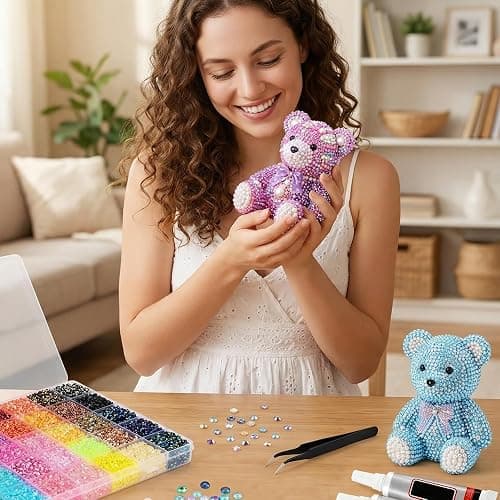 Bedazzler Kit with Rhinestones, DIY Resin Rhinestone Kit for Bedazzling, Multicolor 3mm Flatback Gems with 3Pcs B7000 Jewelry Glue for Diamond Art, Bedazzled Nail Art Crafting Makeup (30000) thumbnail 7