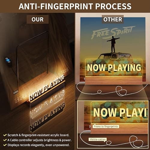 KORRTFID Now Playing Vinyl Record Stand, Illuminated Vinyl Record Stand, Warm White Light with Fingerprint Resistant Acrylic Letters thumbnail 5