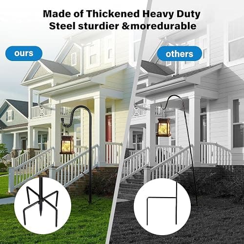 Shepherd Hooks for Outdoor, ToyHotels 1 Pack 78 Inch Bird Feeder Pole with 5 Prongs Base for Hanging Lantern, Hummingbird Feeder, Lightweight Plant, Shepherds Hook for Bird Feeders for Outside - 1 - 78 Inch thumbnail 5