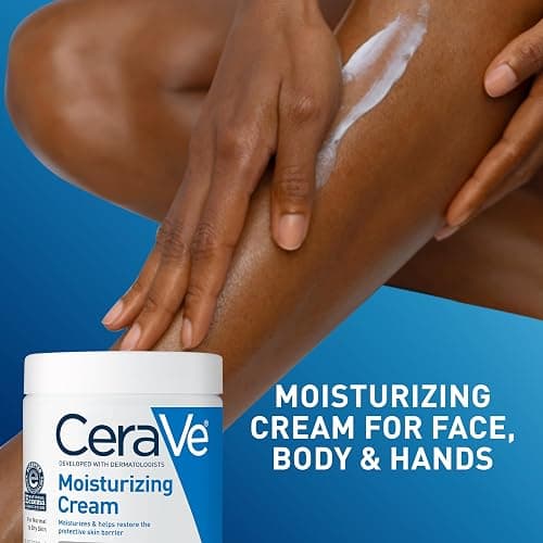 CeraVe Moisturizing Cream, Body and Face Moisturizer for Dry Skin, Body Cream with Hyaluronic Acid and Ceramides, Daily Moisturizer, Oil-Free, Fragrance Free, Non-Comedogenic, 19 Ounce thumbnail 7