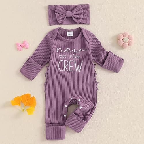 allshope Infant Baby Girl Fall Outfit Sweatshirt Romper Little Sister Lil Sis Long Sleeve Jumpsuit Newborn Clothes thumbnail 2