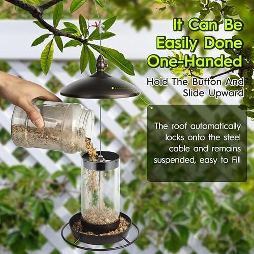 Youvip Metal Roof Bird Feeder - Chew Proof for Outdoor Hanging Wild Bird Seeds. Bronze thumbnail 5