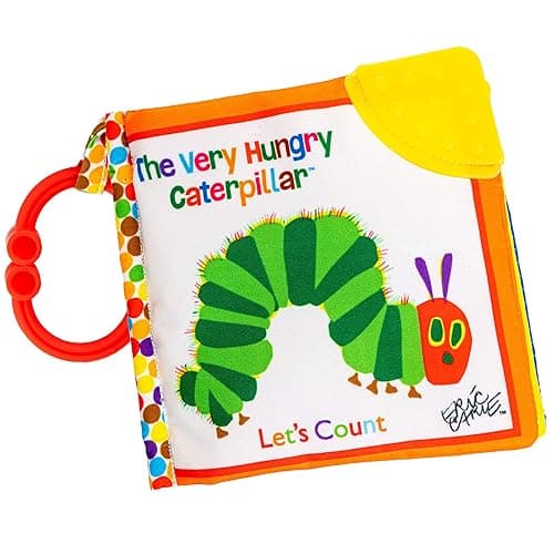 Let's Count Soft Book - World of Eric Carle the Very Hungry Caterpillar Baby on the Go Clip Teething Crinkle Soft Sensory Book for Babies, 5.25x5.25 Inch - 5.25x5.25 Inch (Pack of 1)