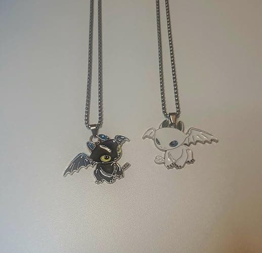 Setoftwo Dragon Matching Necklaces for Couples Lovers Boyfriend Girlfriend Gift Goth Emo Black White Cute Jewelry thumbnail 5