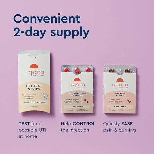 Uqora UTI Emergency Kit - Comes with 2 Urinary Tract Infection Test Strips, 12 UTI Pain Relief Tablets & 12 Infection Control Tablets - Urinary Tract Support - Maximum Strength thumbnail 5