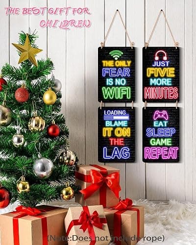 Drsoum Video Gamer Room Decor for Boys Gaming Wall Decor Neon Gaming Room Metal Sign 12 x 8 Inch Set of 4 - Gamer Wall Decor Teenage Boy Room Decor thumbnail 6