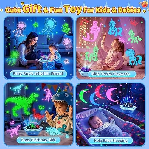 One Fire Night Light for Kids Gifts, 6 Films+78 Lighting Modes Ceiling Star Projector, Rechargeable Night Light Projector, 360°Rotating Star Lights for Bedroom Decor, Sensory Toys for Baby Boy Gifts - Blue thumbnail 6