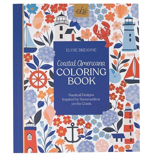 Coastal Americana Coloring Book by Elyse Breanne Design | 40 Single-Sided Pages, Nautical, Beachy and Summer Designs for Adults & Teens (8.5x10") - Image 1