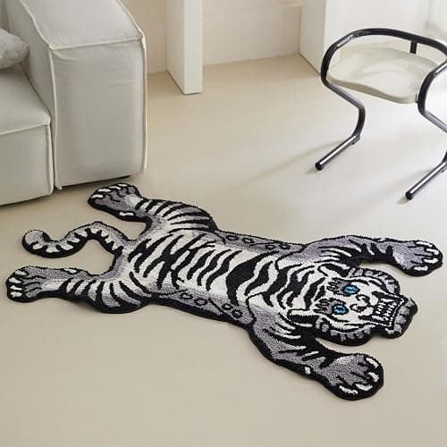 5x3.3 ft Tibetan Tiger Area Rug Tufted High Pile XLarge Indoor Machine Washable Carpet with Nonslip TPR Backing - Bedroom, Bathroom, Living & Dining Room Home Décor, Gray thumbnail 9