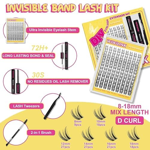 WiWiLINK Wispy Lash Clusters Manga DIY Lash Extension Kit and D Curl Eyelash Clusters 8-18mm with Bond, Seal, and Remover Natural Lashes Clusters- Invisible Band Lashes Spikes Eyelashes, Freya-kit thumbnail 3