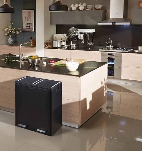 The Step N' Sort 18.5 Gallon Extra Large Capacity, Soft-Step, Dual Trash and Recycling Bin with Removable Inner Bins Black (900702B) - Black thumbnail 5