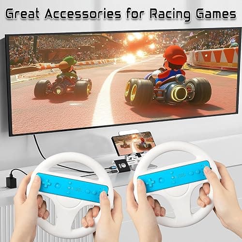 Machine-Ya Wii Zapper Gun and Steering Wheel Compatible with Nintendo Wii & Wii U Remote Game (2-Pack, White) thumbnail 4