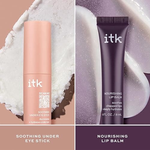 ITK Skincare Gift Set - Aloe Vera Under Eye Stick + Shea Butter Lip Balm Duo to Reduce Eye Puffiness and Soothe Chapped Lips with Vitamin E - Hydrates Dry Lips and Eyes - Travel Skincare Set thumbnail 4