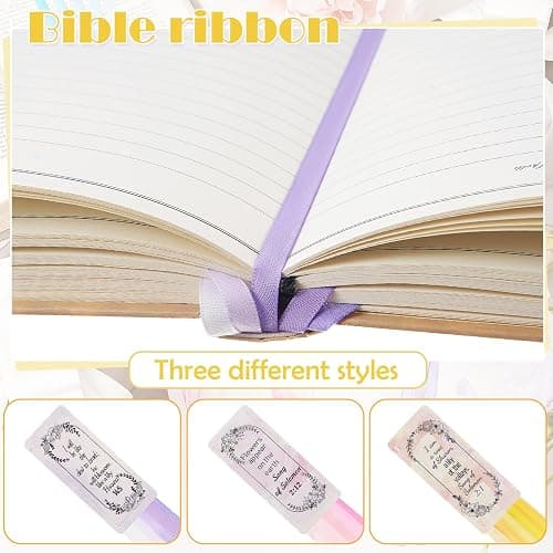 Outus 3 Pieces Bible Ribbon Bookmark Markers Artificial Leather Bookmark with Colorful Ribbons for Books(Inspirational Style,Gentle Color) thumbnail 3