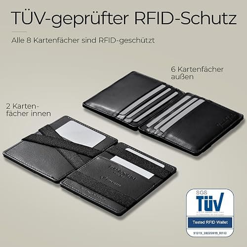 Jaimie Jacobs Flap Boy Slim Magic Wallet ohne Münzfach (Vegan Schwarz) | Dünner Geldbeutel, 8-16 Karten, Geldscheine, Magic-Flap, 0,8 cm dünn, TÜV-RFID-Schutz & echtes Leder thumbnail 5