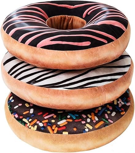 HYSEAS Round Throw Pillow 14 Inch Chocolate White Donut, 3D Digital Print Decorative Soft Food Shaped Pillow, Light Weight Seat Cushion for Couch, Chair, Floor, Sofa, 2 Pack thumbnail 7