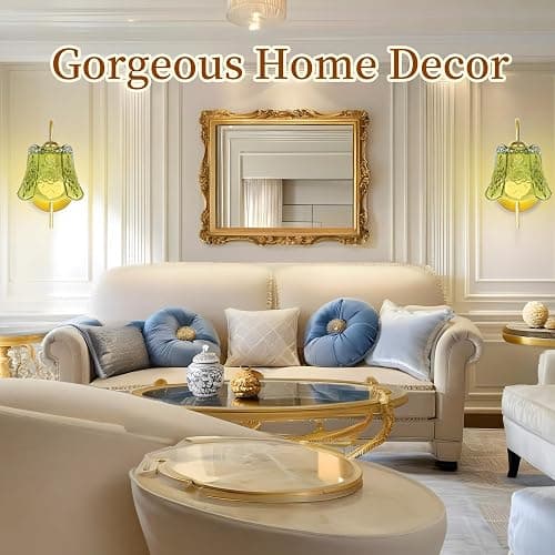 FFVU Wireless Wall Sconce with Flower lampshade, Battery Operated Wall Lights,Wall lamp with 15 Colors for Bedroom Living Room Home Decor (Green Flower,2 Light Battery Operated) thumbnail 9