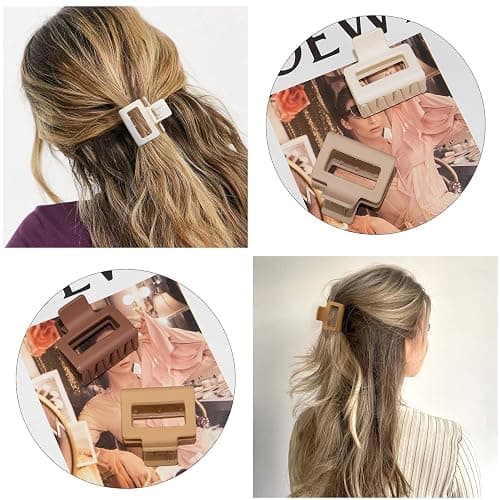 Medium Claw Hair Clips for Women Girls, 2" Matte Rectangle Small Claw Clips for Thin/Medium Thick Hair, Hair Jaw Clip Nonslip thumbnail 6