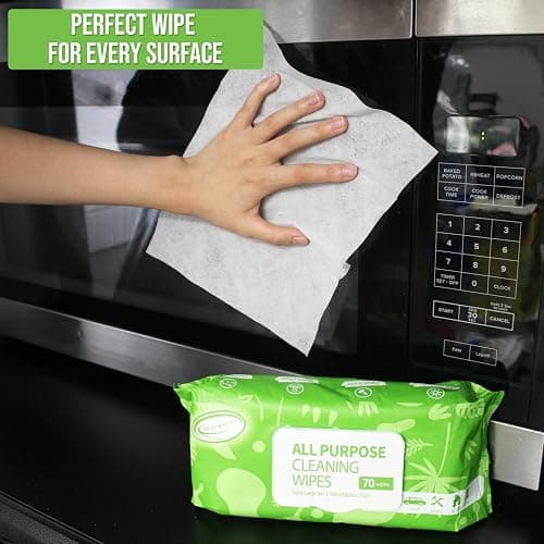 Air Jungles All Purpose Cleaning Wipes for Car and Home 70 Count, Extra Large 8" x 10" Heavy Duty for Car Interior Vinyl, Kitchen, Bathroom, Countertop, Furniture, Tool - Non-Toxic for Multi-Surface thumbnail 4
