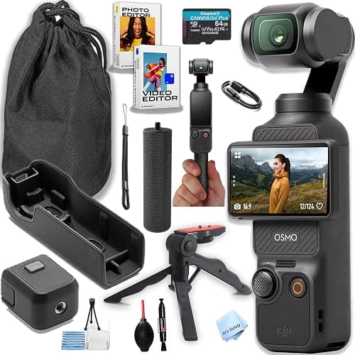 DJI Osmo Pocket 3, Vlogging Camera, 4K/120fps Vlog Camera, 3-Axis Stabilization, Face/Object Tracking, + 64GB Memory,Handle, Grip Software + More (Vlogging Bundle) (Renewed) - Image 1