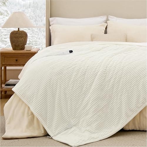 Bedsure GentleSoft Electric Blanket Full Size - Coconut White) - Image 1