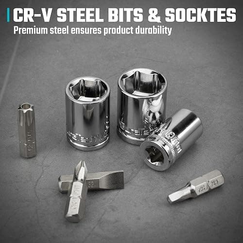 DURATECH 33-Piece 1/4" Drive Socket and Ratchet Set | 2 in 1 Flex Head Ratchet with Magnetic Bit Driver, CR-V Steel Sockets & Bits, Storage Case thumbnail 5