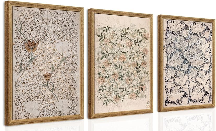 Vintage Botanical Wall Art Decor Antique Floral Canvas Wall Art Neutral Flower Prints Poster Vintage Farmhouse Pictures Painting for Living Room Bedroom 12x16 Inch Set of 3 - Image 1