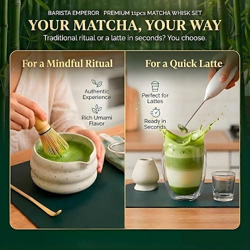 BARISTA EMPEROR® PREMIUM 11pcs MATCHA WHISK SET - Matcha Kit with Bowl and Electric Frother for Quick Prep – Matcha Set Kit with 11 Elegant Accessories for Daily Rituals - Complete Matcha Gift Set  thumbnail 4