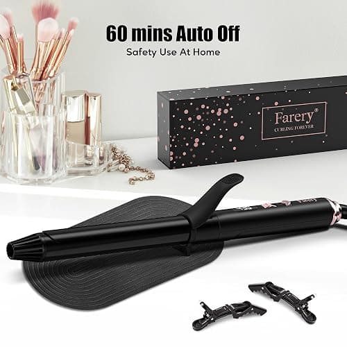 FARERY Long Barrel Curling Iron 1 Inch, Ceramic Curling Iron for Thin Hair, Infused Argan Oil & Keratin, Long Lasting Styling, 11 Adjustable Temp, Include Clips & Silicone Pad thumbnail 6