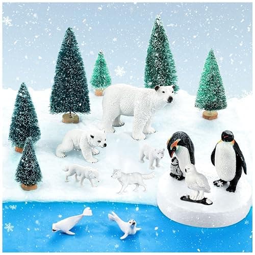 KFPPLXQ 20 Pcs Arctic Animals Figurines Toy Sets Includes 10 Pcs Polar Animals Penguin Polar Bear Whale Miniature Antarctic Winter Toys Suitable for Children Teacher Class - Image 1