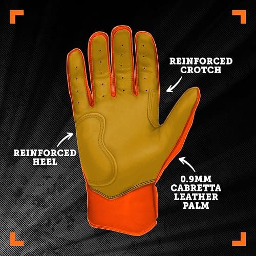 BRUCE BOLT Original Series Short Cuff Batting Gloves - Multiple Colors - Adult & Youth Sizes thumbnail 3