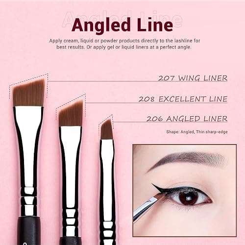 Jessup Eyeliner Brush Set, Professional Eye Liner Makeup Brushes 11pcs, Angled Flat Definer Ultra Fine Bent Pencil Point Eyeliner Brushes for Precision Liner, T324 thumbnail 4