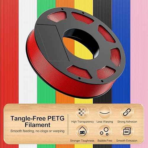 8-Color PETG Filament Bundle for 3D Printers 1.75 mm, 8 Pack Filament Refills, 269 FT 250 g Per Spool, 2 kg in Total, White, Black, Red, Blue, Yellow, Green, Orange Yellow, Sakura Pink thumbnail 4