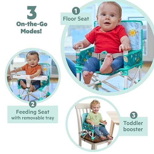 Bright Starts Disney Stitch Pop 'N Sit Portable Booster, Indoor/Outdoor Use, Floor Seat with Feeding Tray, Blue, 6 Mos - 3 Yrs thumbnail 2