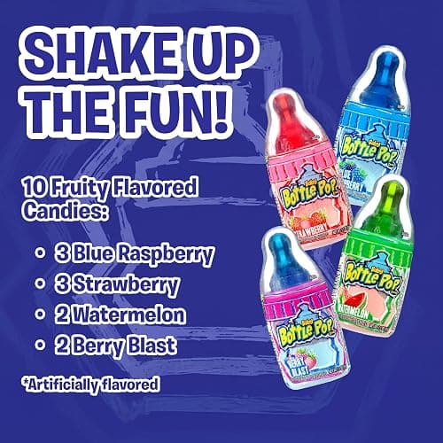 Baby Bottle Pop Candy Lollipops Variety Pack - 10 Ct Individually Wrapped | Suckers with Powdered Dip - Assorted Bulk Candy for Kids Party Favors Goodie Bags Baby Shower & Gender Reveal thumbnail 3
