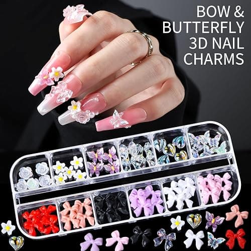 Teenitor Nail Charms Nail Gems with 15 Sheets Gold Nail Stickers, 6 Boxes of Rhinestones for Nails Art Tools, 3D Nail Decals Pearls for Nails thumbnail 6