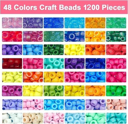 MAISKIEN 2280 Pony Beads Set, 1080 Letter Beads, 48 Colors Hair Beads, 1200 pcs Pony Bead for Bracelet Making, Colour Bead, DIY Craft Beads Kit Used to Make Festival Accessories, Shoelaces, Keys thumbnail 4