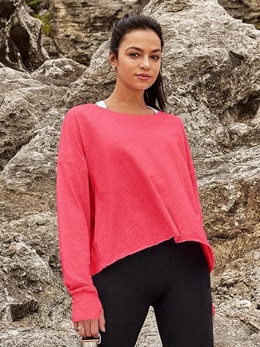 Panadila Womens Open Back Workout Top Long Sleeve Athletic Shirts Casual Crop Running Tee Y2k Yoga thumbnail 2