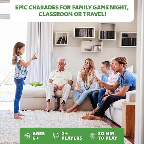 Epic Charades Game for Kids Ages 6+ – 200 Act Out & Explain Cards with Illustrations & Timer – Fun Educational Game for Family, Party, Classroom & Travel thumbnail 2
