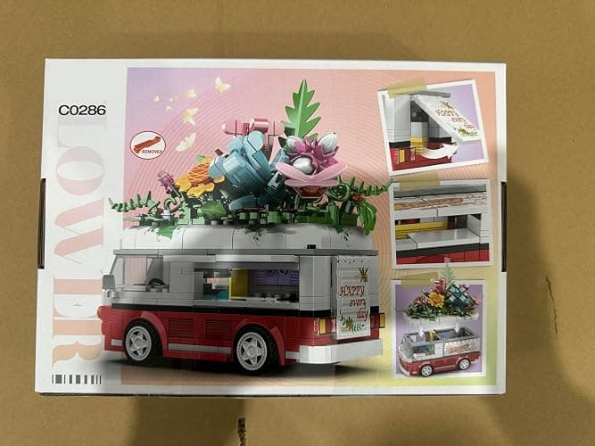 VannMold Flower Car Building Block Set, Van Car with Flower Bouquet Basket, Artificial Flowers Building Kit for Home and Office Décor, Birthday Toys for Girl Aged 6-12+, 457 PCS thumbnail 8